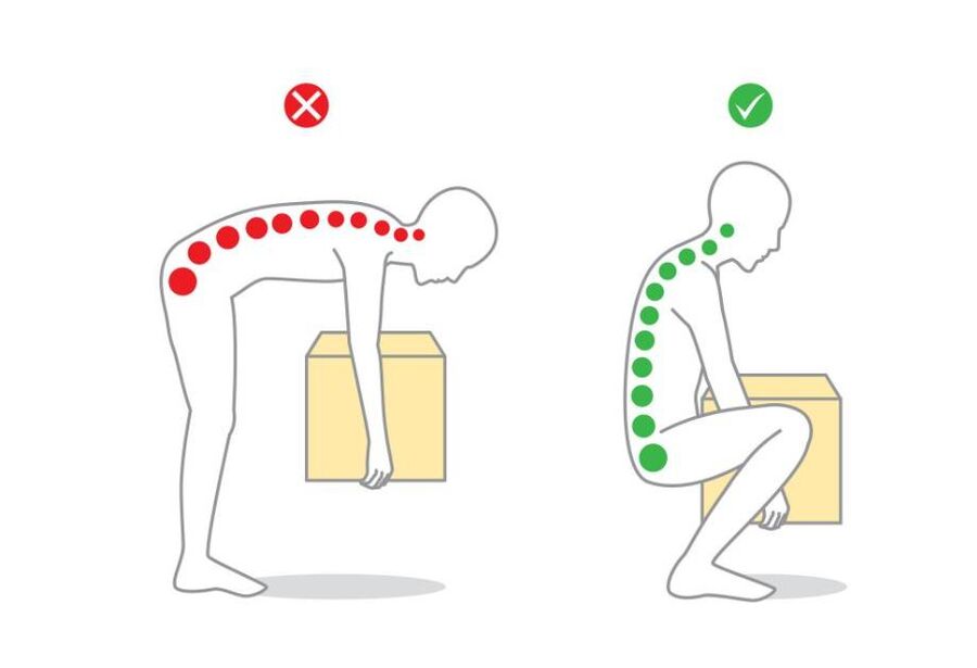 Il modo sbagliato e giusto per sollevare pesi con l'osteocondrosi spinale